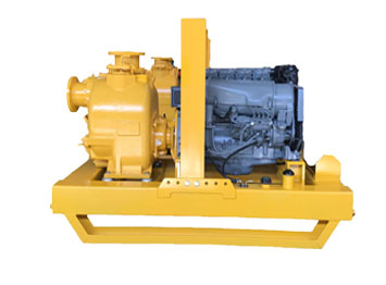 Skid mounted diesel self priming centrifugal trash pump